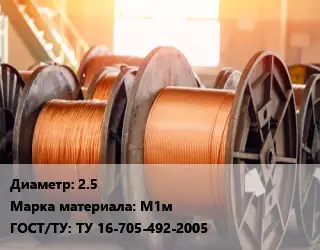 Медная проволока 2.5 Марка: М1м ГОСТ: ТУ 16-705-492-2005